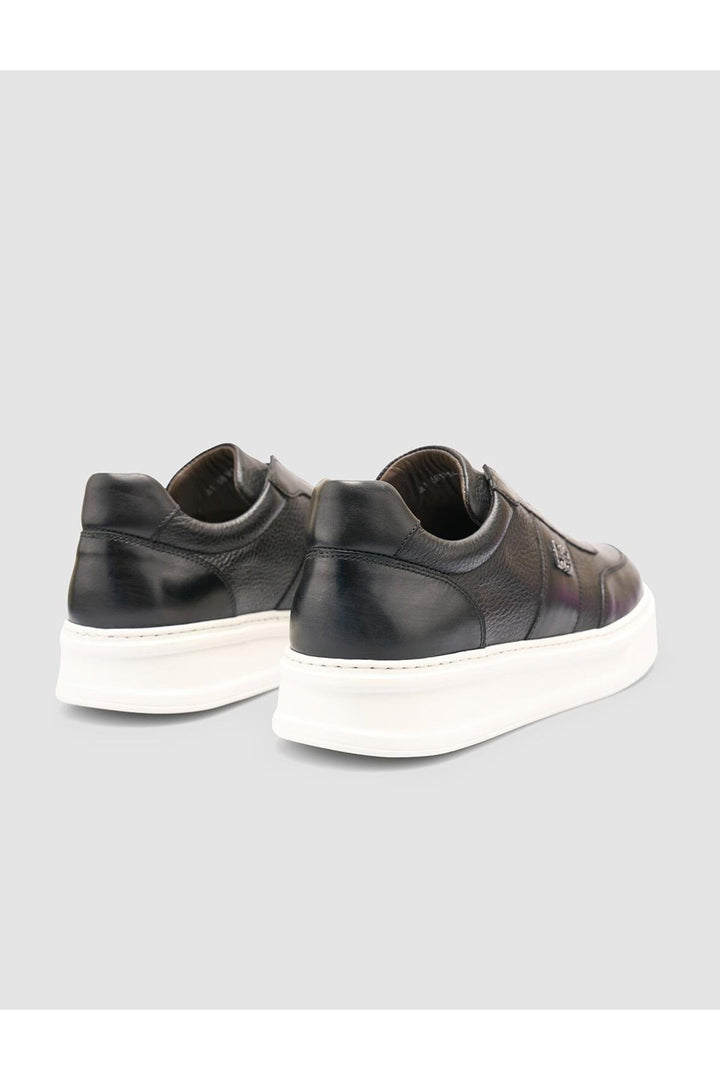 Cabani Shoes %100 Cuir véritable Chaussures de sport pour hommes noires - Noir