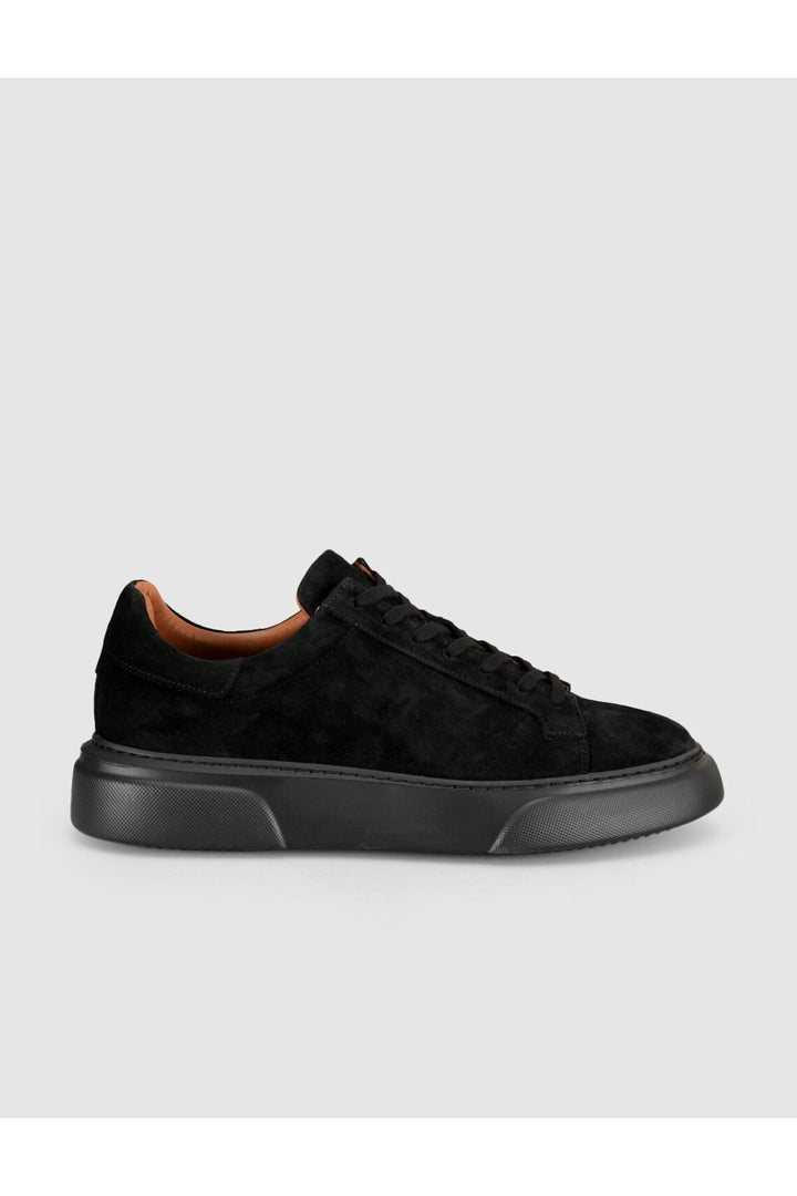 Cabani Shoes Baskets pour hommes en cuir véritable à semelle épaisse noire - Multicolore