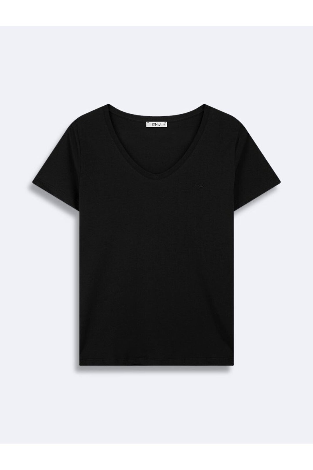 LTB T-shirt noir à col en V en lycra - Noir