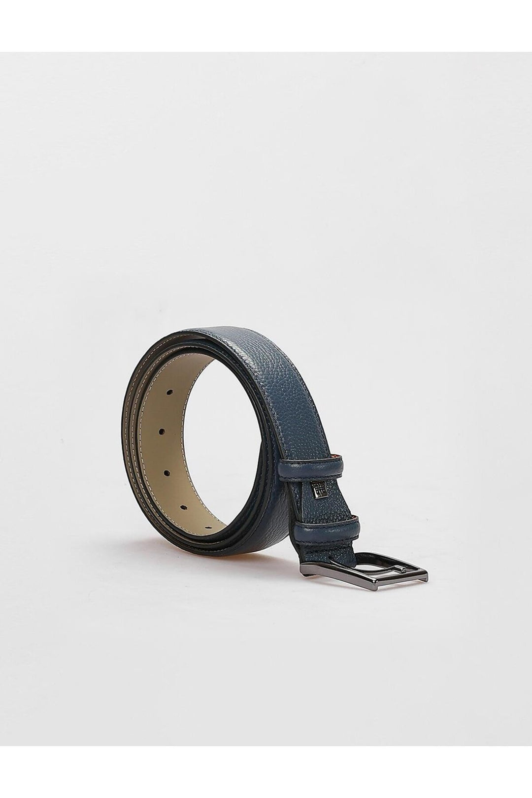 Cabani Shoes Ceinture classique pour homme en cuir véritable 100 % bleu marine de 3,5 cm. - Bleu marine
