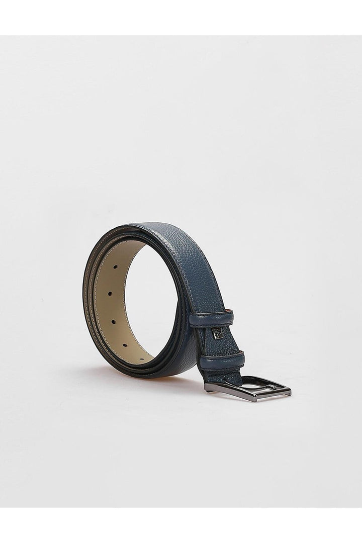 Cabani Shoes Ceinture classique pour homme en cuir véritable 100 % bleu marine de 3,5 cm. - Bleu marine