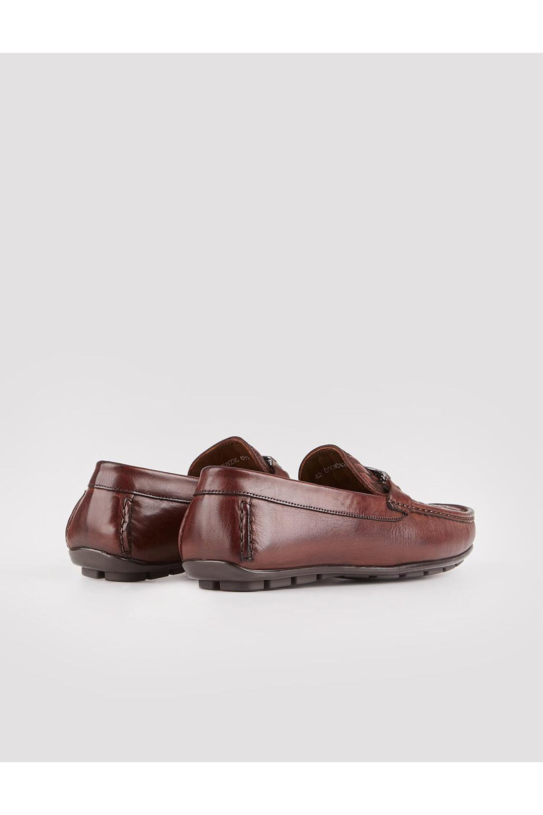 Cabani Shoes Mocassins pour hommes en cuir véritable marron à motif de baklava - Marron