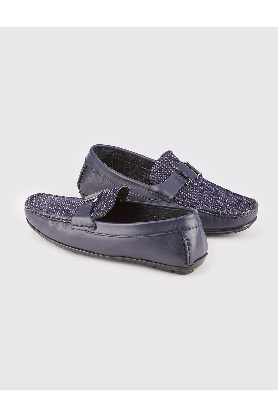 Cabani Shoes Chaussures pour hommes en cuir véritable bleu marine à semelle en caoutchouc - Bleu marine