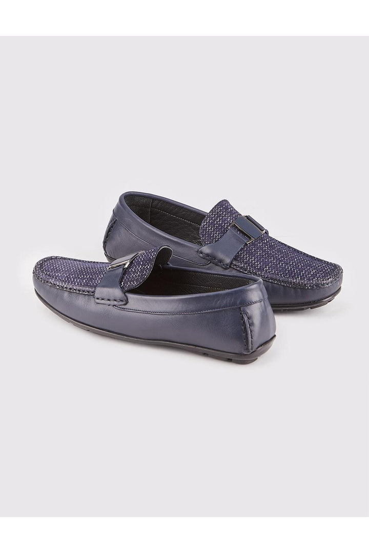 Cabani Shoes Chaussures pour hommes en cuir véritable bleu marine à semelle en caoutchouc - Bleu marine