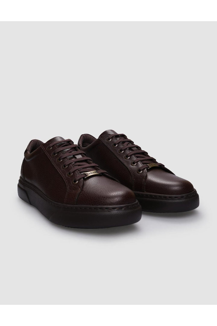 Cabani Shoes %100 Cuir véritable Baskets pour hommes à lacets marron - Marron
