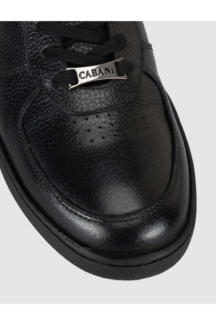 Cabani Shoes Baskets pour hommes en cuir véritable noir - Multicolore