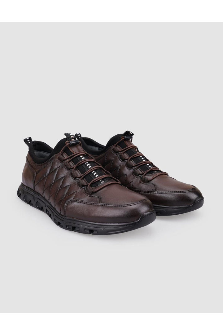 Cabani Shoes %100 Cuir Véritable Chaussures de Ville pour Hommes à Lacets Marron avec Clip - Multicolore