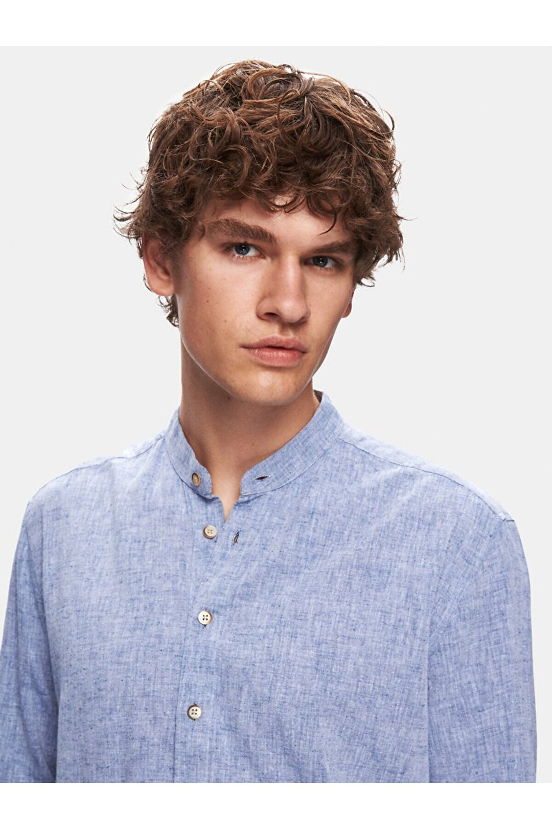 LTB Chemise bleue à manches longues Regular Judge Collar Linen Look
