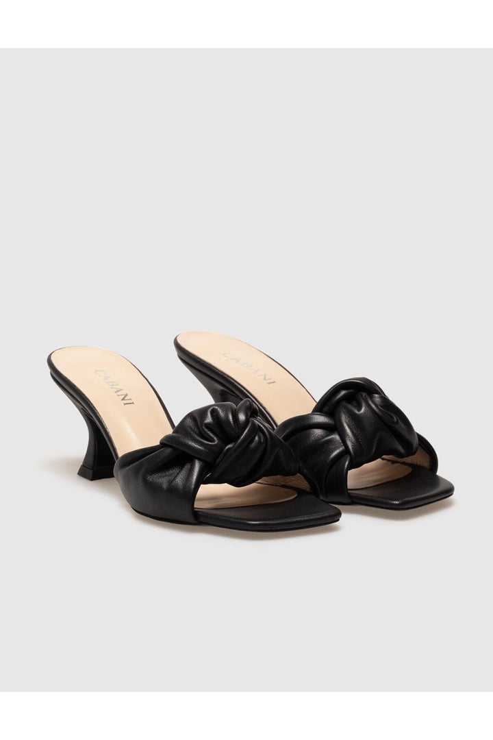 Cabani Shoes Sandales à talons fins en cuir véritable noires pour femmes - Multicolore