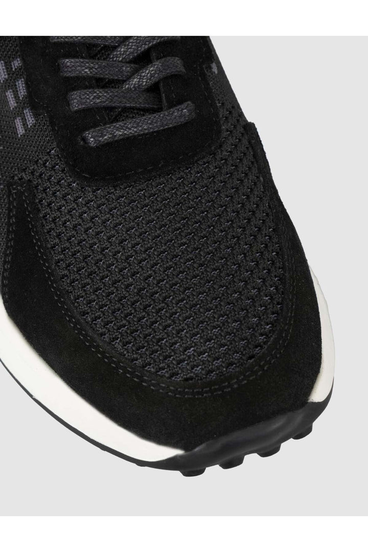 Cabani Shoes Sneakers pour hommes en cuir véritable tricot noir - Multicolore