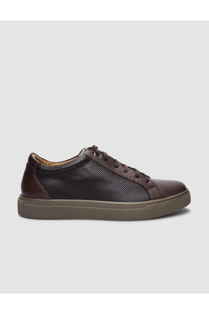 Cabani Shoes %100 Cuir véritable Baskets pour hommes à lacets marron - Marron