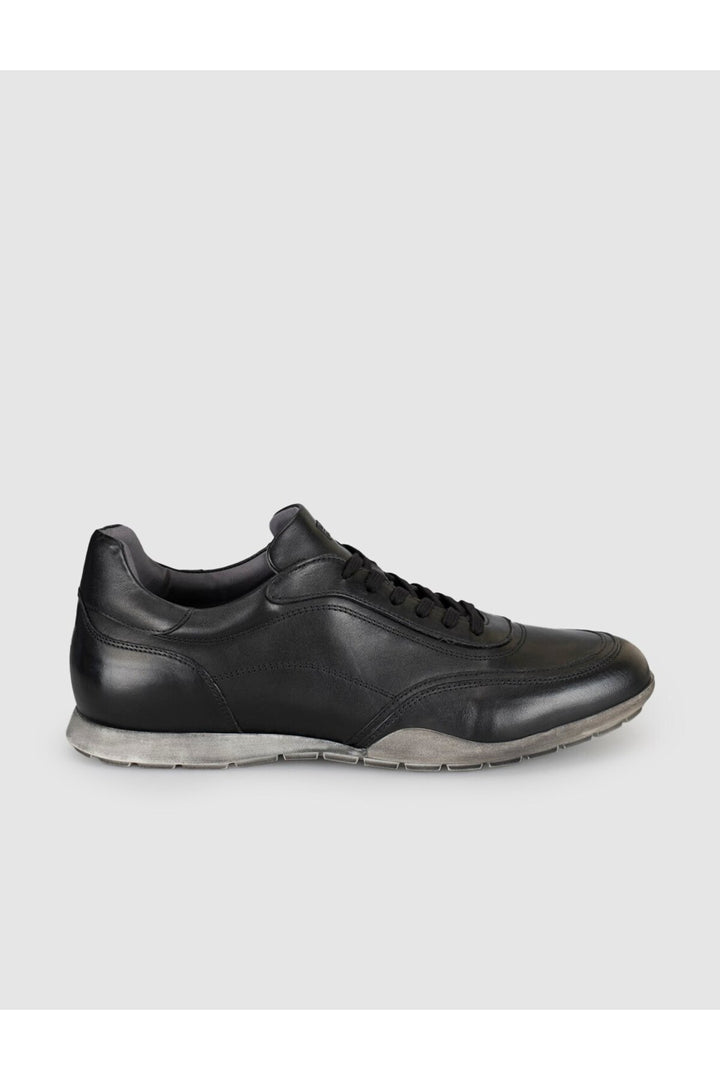 Cabani Shoes Baskets décontractées pour hommes en cuir véritable noir - Multicolore