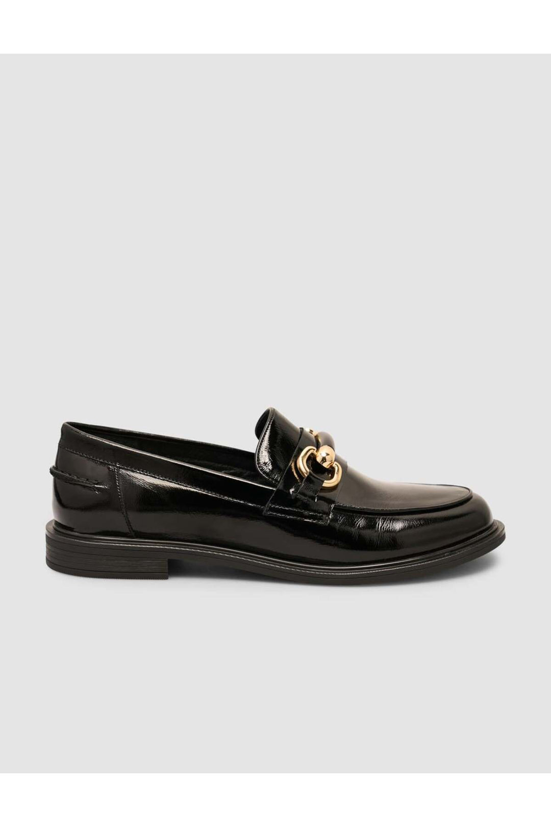 Cabani Shoes Chaussures Loafer pour femmes en cuir véritable verni noir avec boucle à 100% - Noir