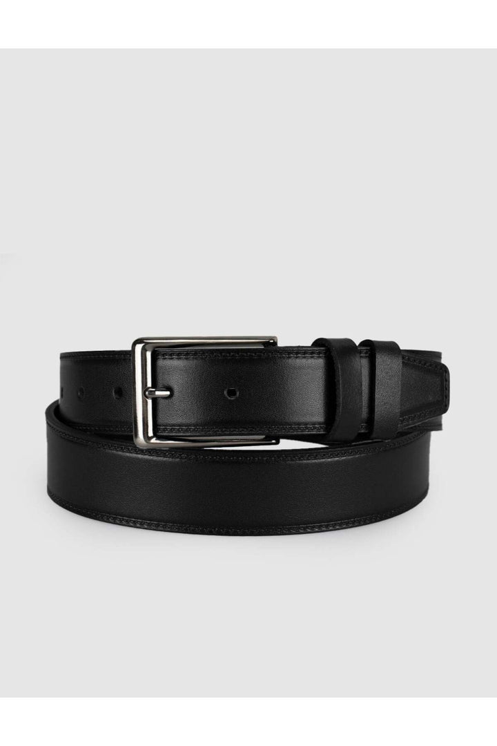 Cabani Shoes Ceinture classique pour homme en cuir véritable noir - Noir