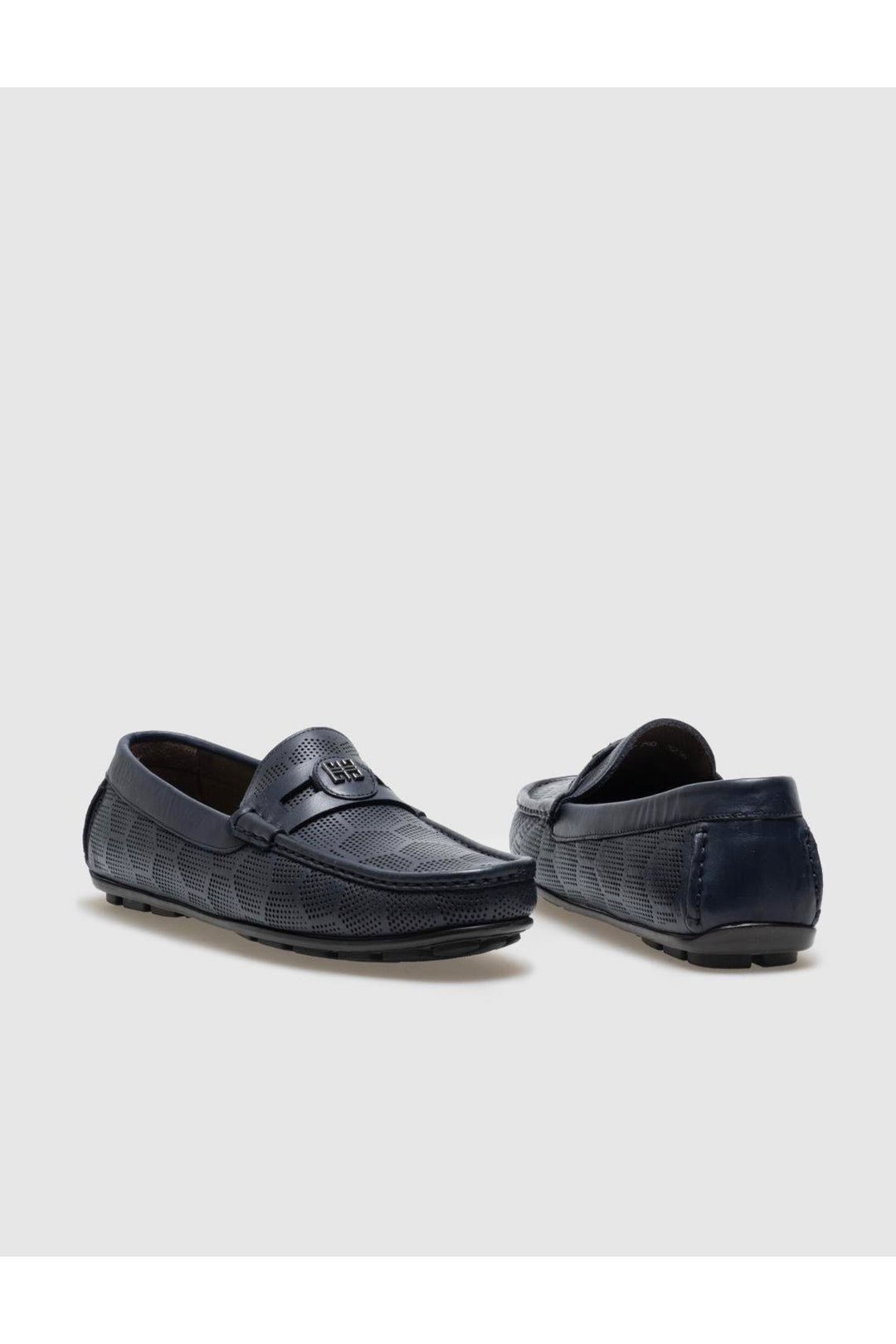 Cabani Shoes Mocassin pour homme en cuir véritable bleu marine avec boucle. - Bleu marine