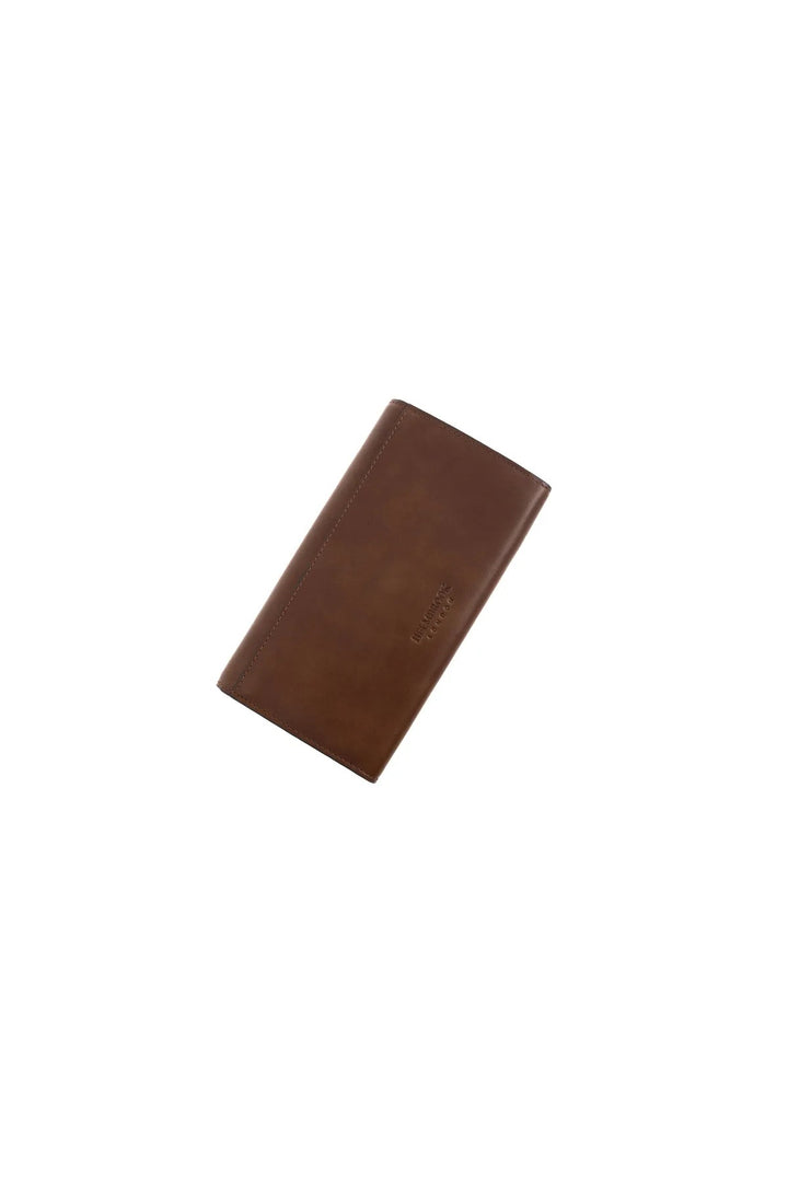 Helmbrook Grand Portefeuille en Cuir Véritable pour Femme Fermeture Éclair Protégée par RFID Charlotte Tan Bleu Marine