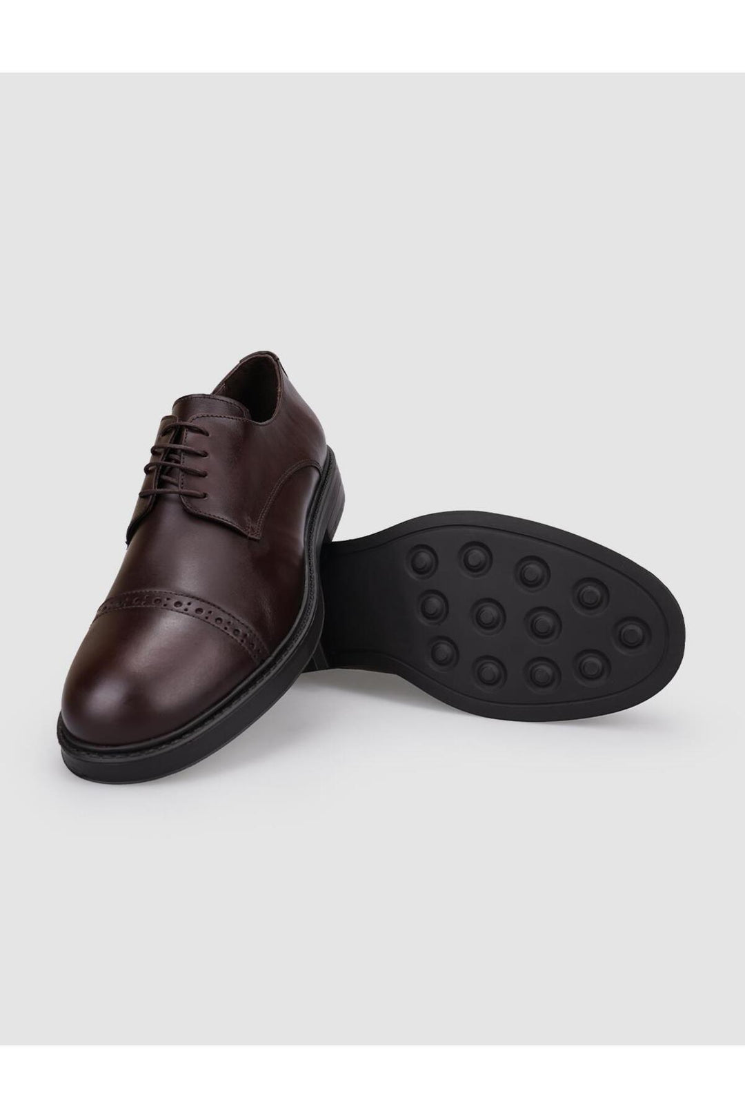 Cabani Shoes Chaussures de ville pour hommes en cuir véritable 100 % marron à lacets - Marron