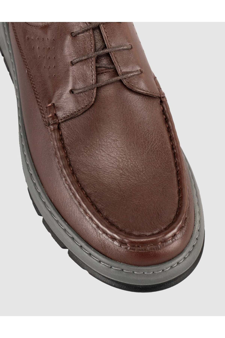 Cabani Shoes Chaussures de sport pour hommes en cuir véritable marron - Multicolore