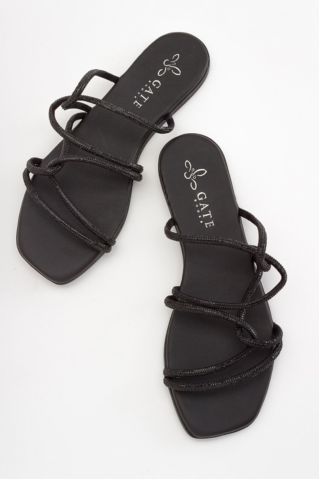 Wavelys Sreta Sandale Femme Basse Été à Strass - Noir