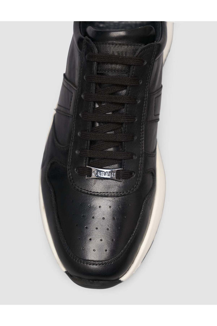 Cabani Shoes %100 Cuir véritable texturé Noir Napa Baskets à lacets pour homme - Multicolore