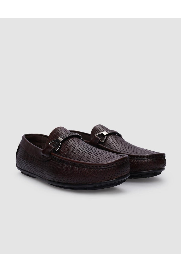 Cabani Shoes %100 Cuir véritable Mocassins pour hommes à boucle marron - Marron