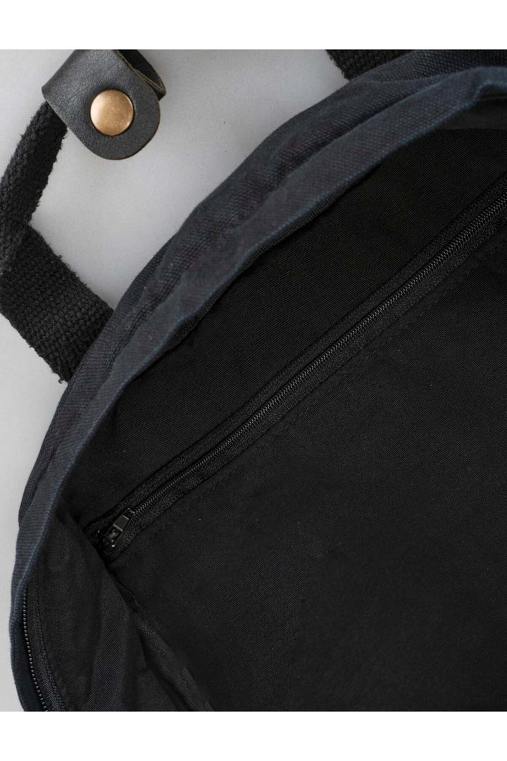 Cabani Shoes Sac à dos unisexe en lin imprimé noir - Noir