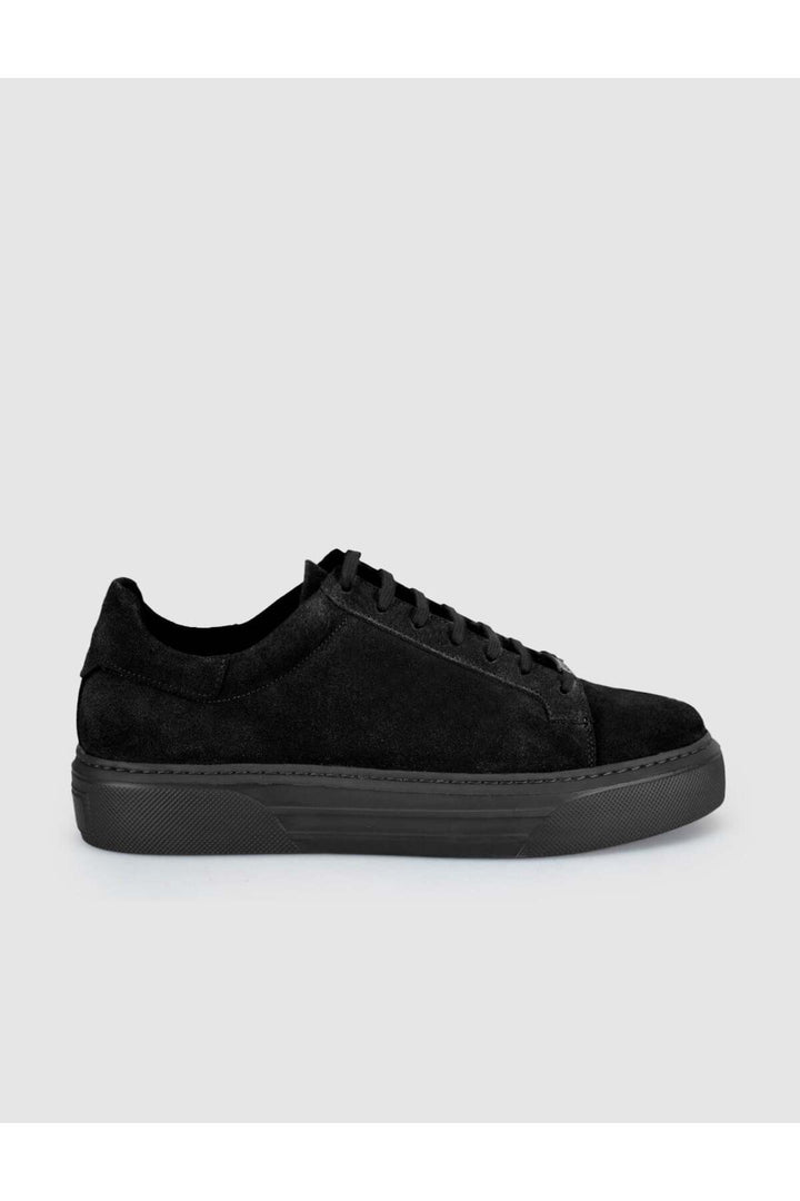 Cabani Shoes Baskets pour hommes en cuir suédé véritable noir - Multicolore