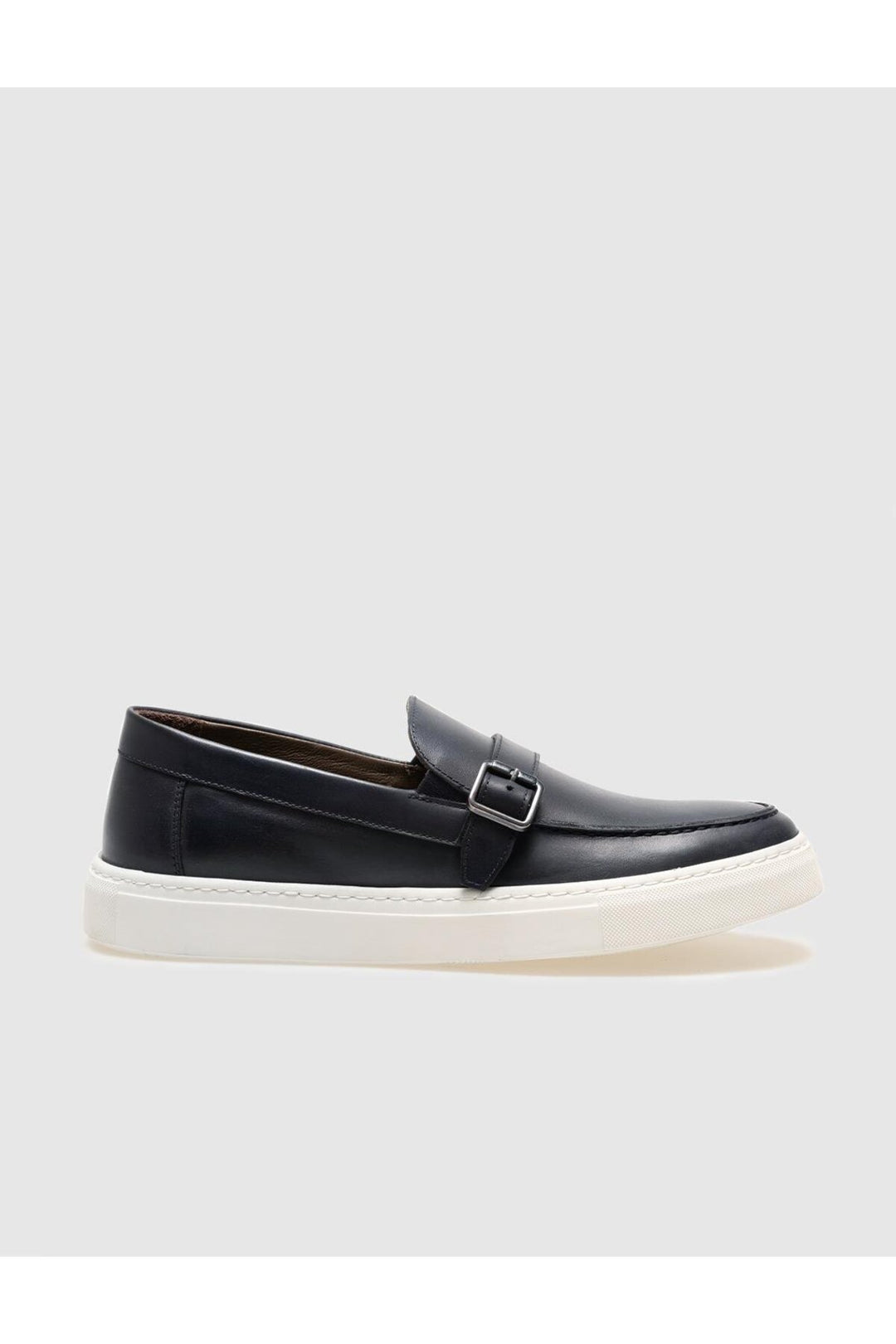Cabani Shoes Chaussures de ville pour hommes en cuir véritable avec boucle bleu marine. - Bleu marine