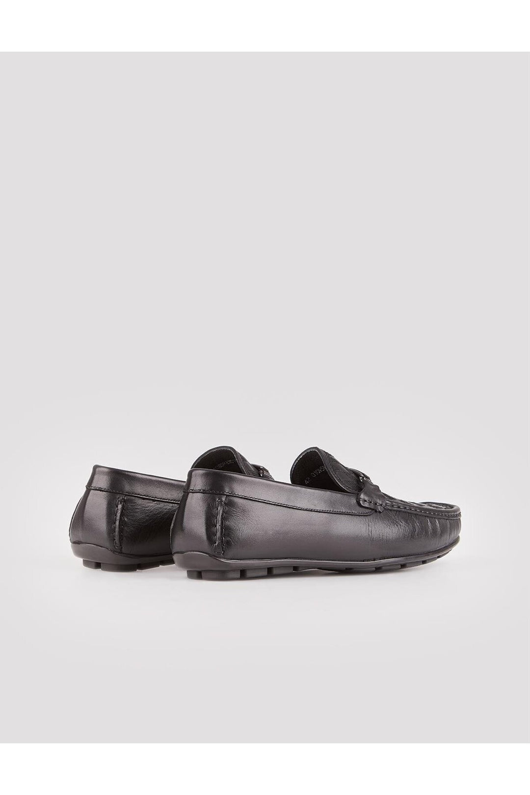Cabani Shoes Chaussures Loafer pour hommes en cuir véritable noir avec motif de baklava - Noir