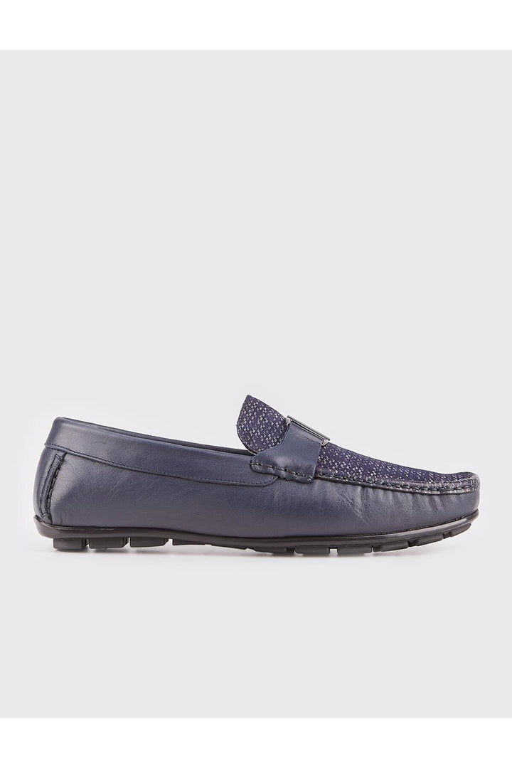 Cabani Shoes Chaussures pour hommes en cuir véritable bleu marine à semelle en caoutchouc - Bleu marine