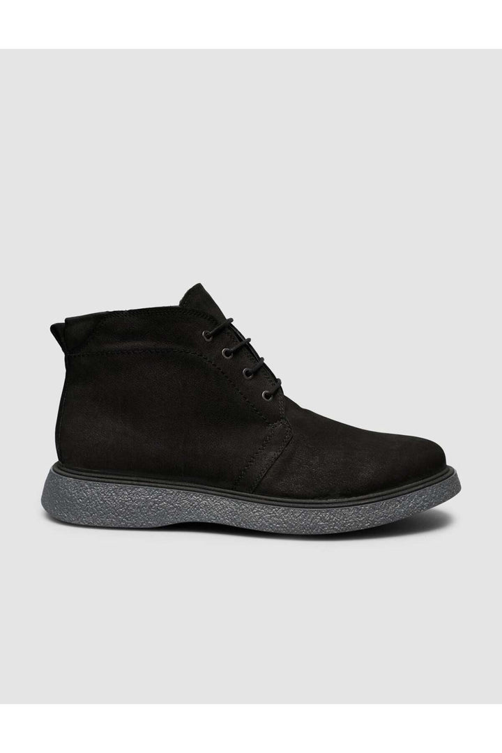 Cabani Shoes Bottines d'hiver pour hommes en cuir véritable noires à lacets - Noir