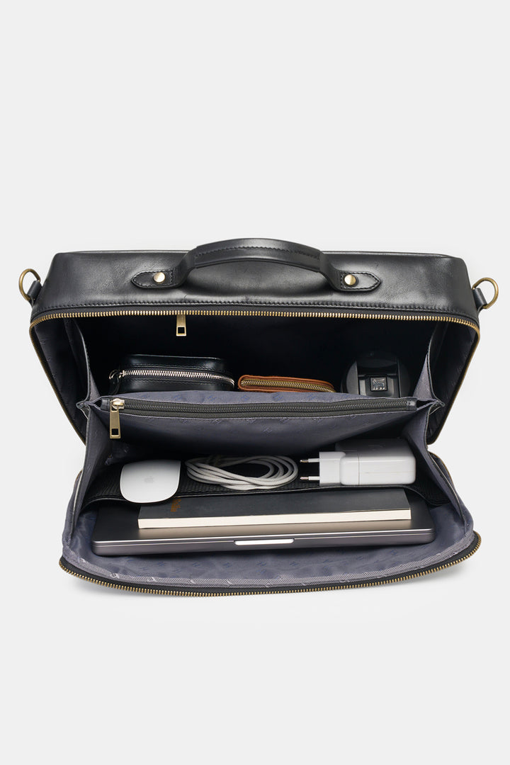 helmbrook Sac pour ordinateur portable Boris en cuir véritable 15,6"à compartiment unique pour homme