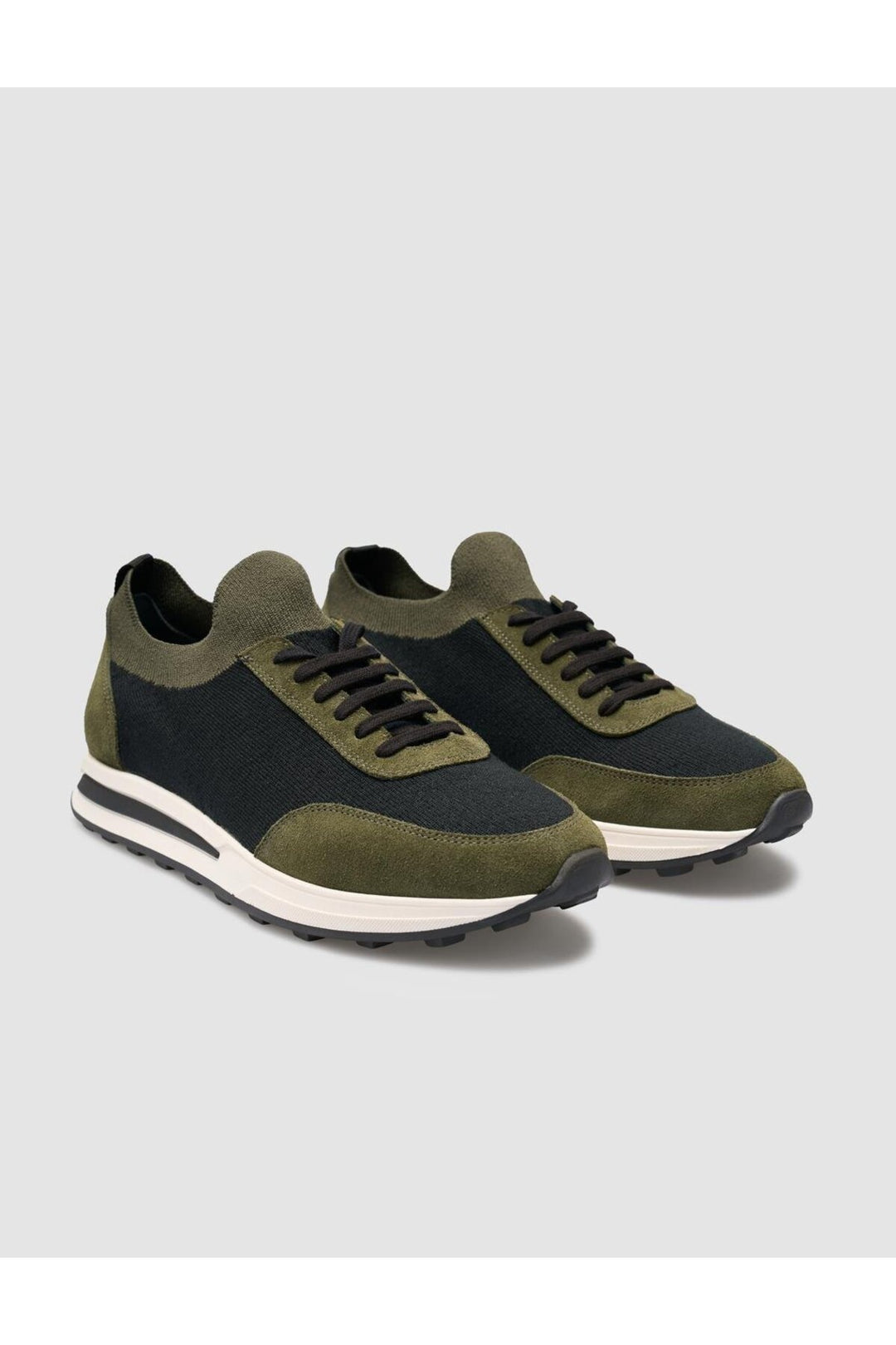 Cabani Shoes Chaussures de sport pour hommes en tricot vert avec lacets. - Vert