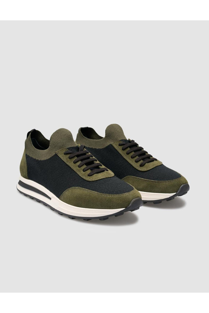 Cabani Shoes Chaussures de sport pour hommes en tricot vert avec lacets. - Vert