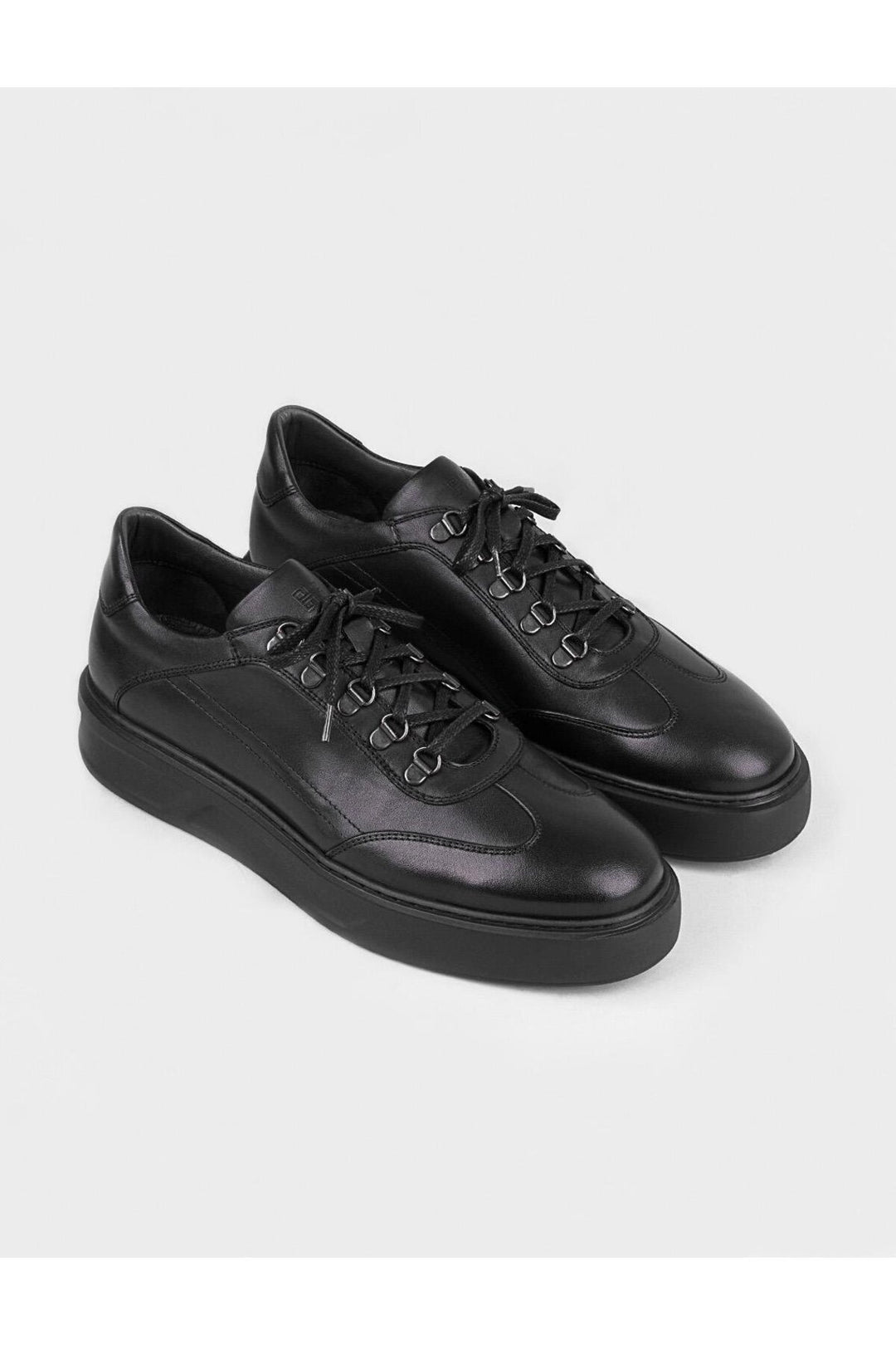 Cabani Shoes Chaussures de sport pour hommes en cuir véritable noir à lacets avec doublure en cuir. - Noir