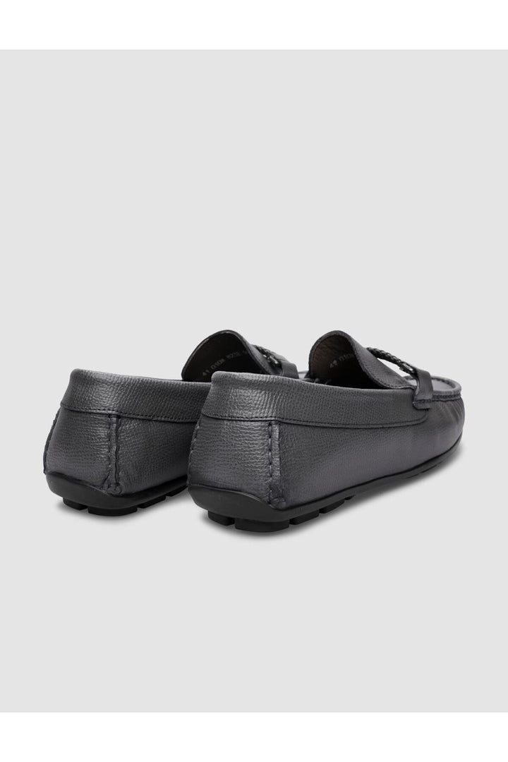 Cabani Shoes %100 Cuir véritable Mocassins pour hommes à boucle grise - Gris