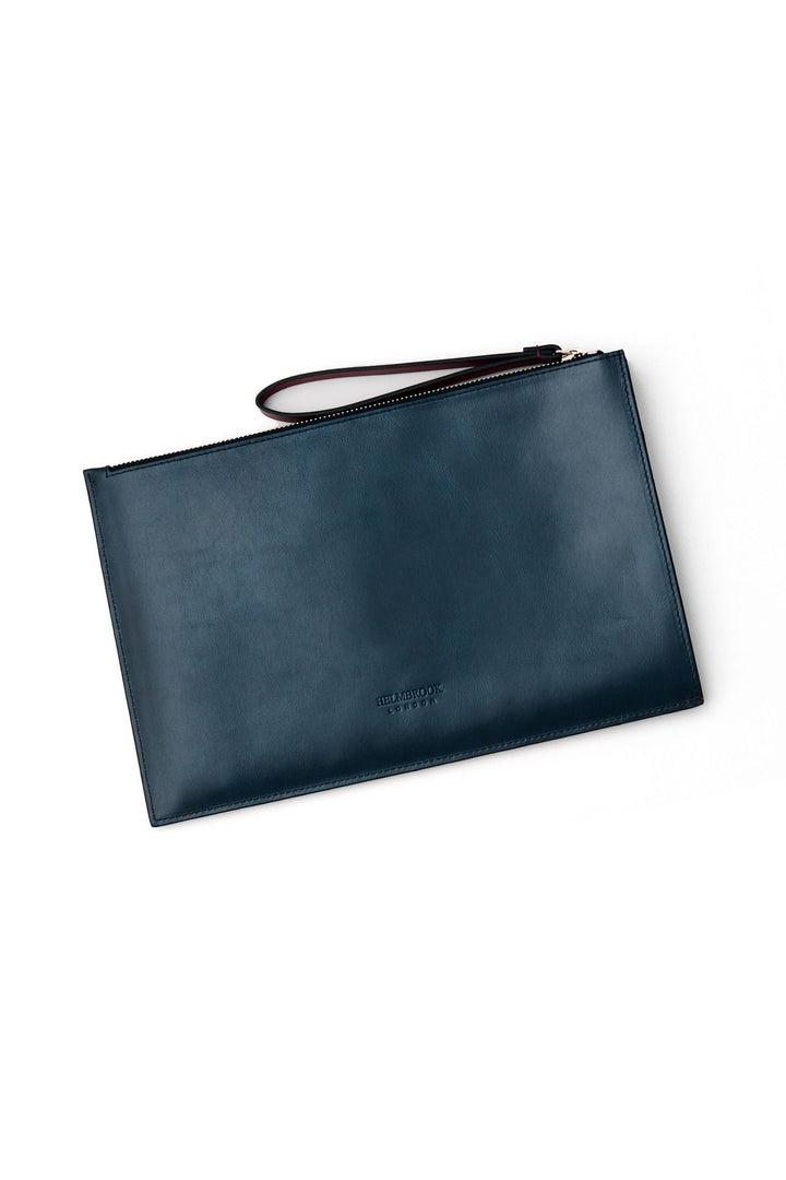 helmbrook Sac porte-documents Rfid à fermeture éclair en cuir fauve bleu marine avec poche pour femme de Beverly