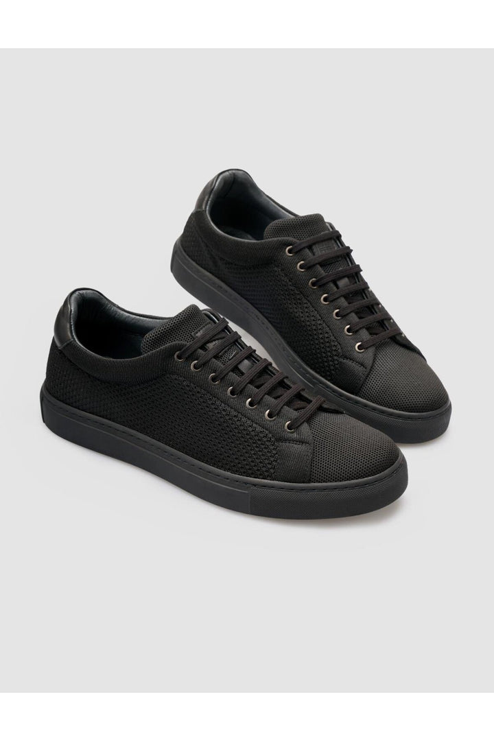 Cabani Shoes Chaussures de sport pour hommes en tricot noir avec lacets - Noir