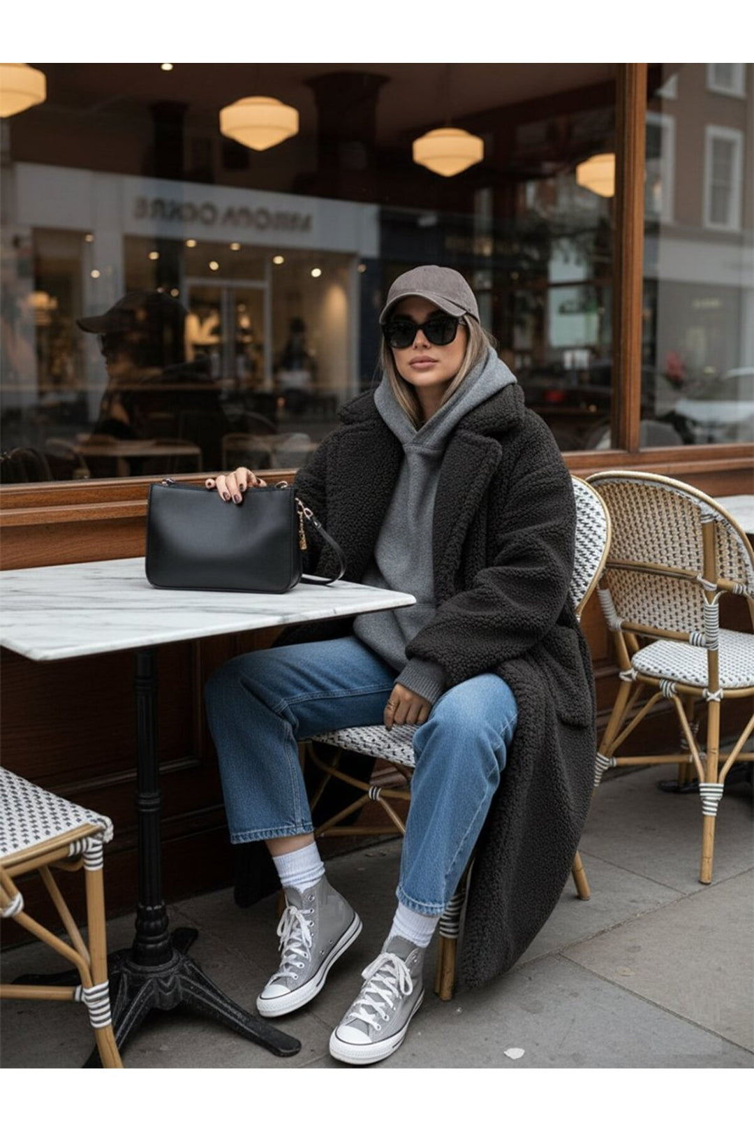 LTB Manteau oversize boutonné devant en peluche anthracite