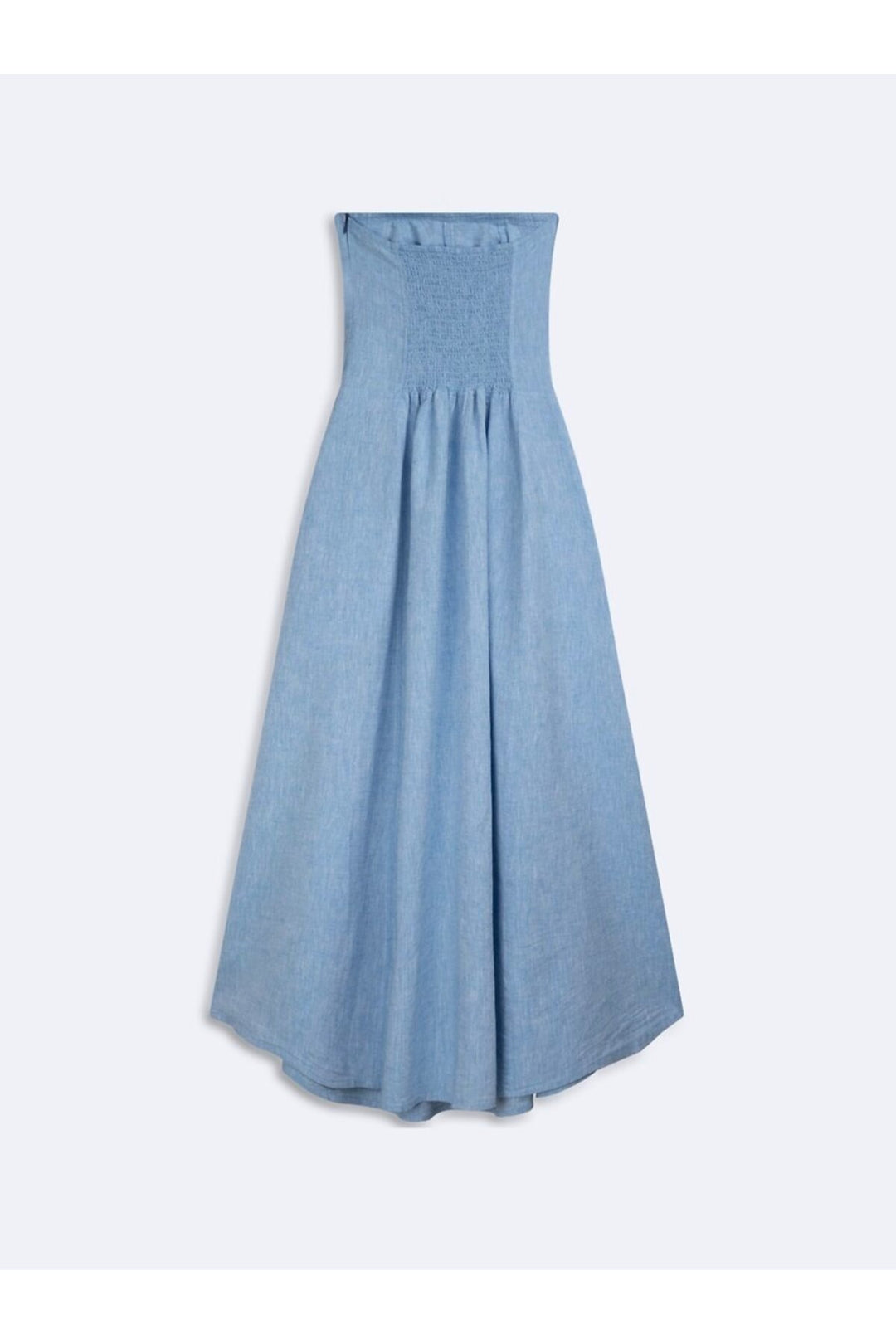 LTB Robe longue sans bretelles bleu clair - Multicolore