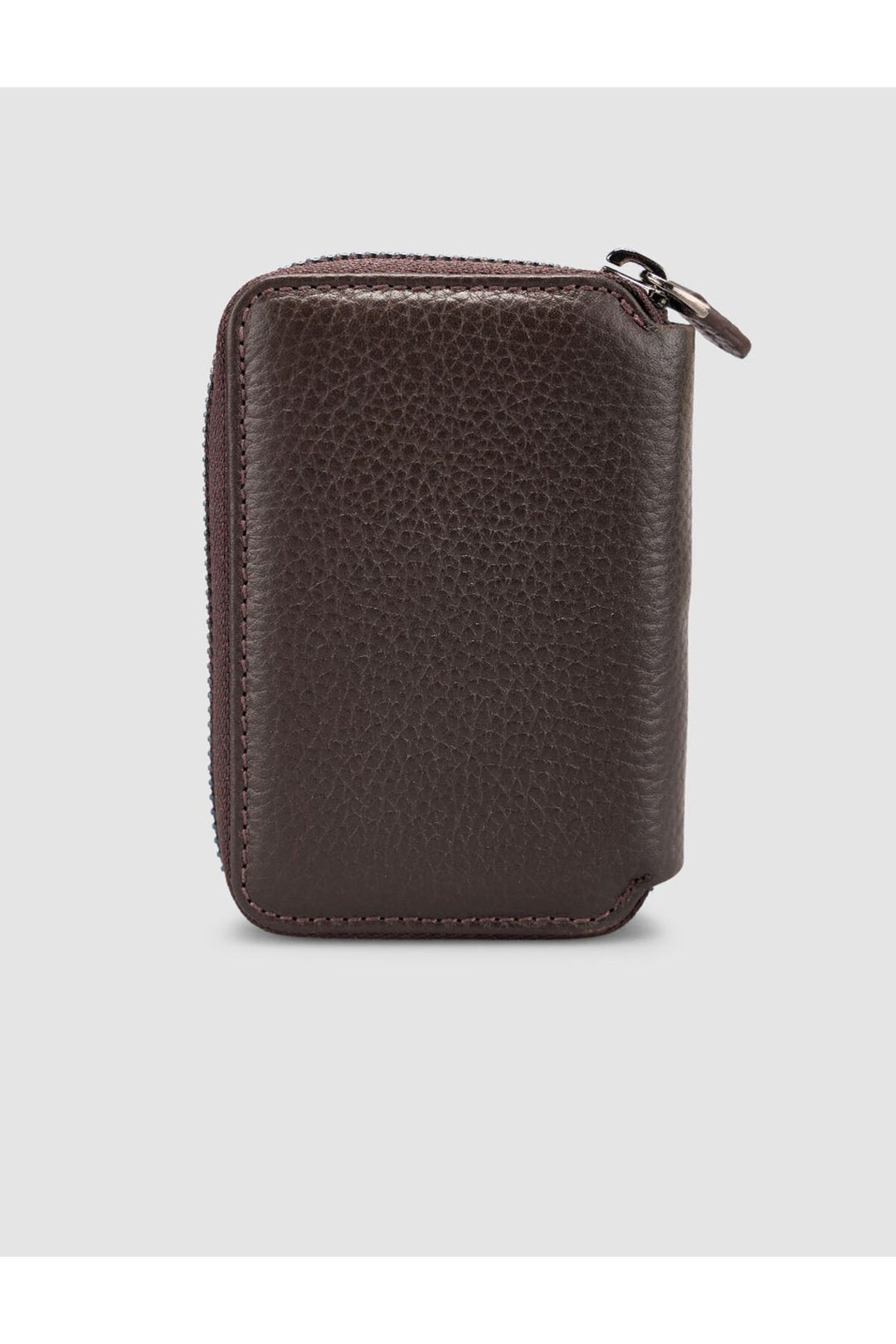 Cabani Shoes Portefeuille à cartes en cuir véritable marron avec fermeture éclair - Marron