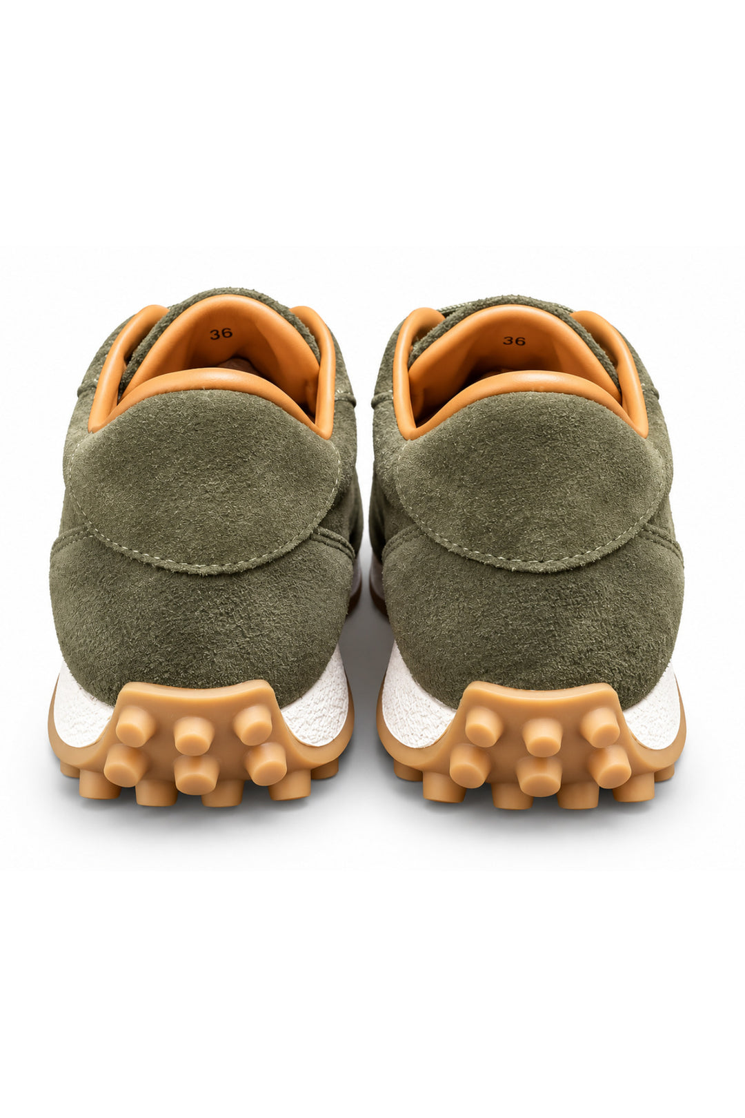 Wavelys VERONA Haki Véritable Cuir Suédé Doublé en Fourrure Chaud Flexible Semelle en Caoutchouc Doux Confortable Baskets Femme - Kaki