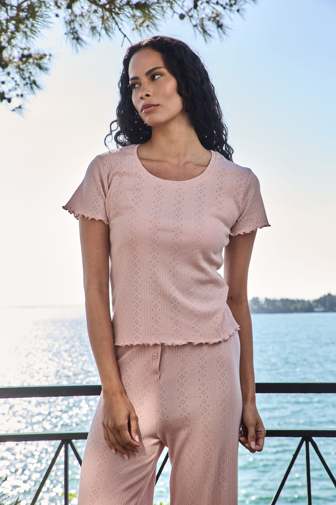 Lovely Things KIMBERLY Pantalon de pyjama Pointelle - Écru