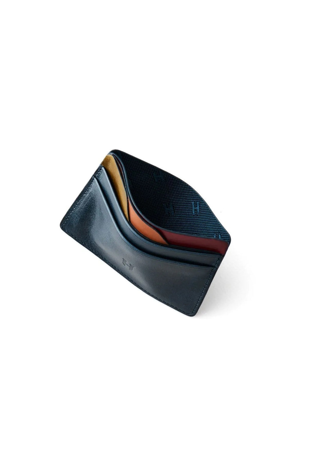 Helmbrook Porte-cartes fin en cuir véritable pour homme avec protection RFID Elton Navy Blue Plus