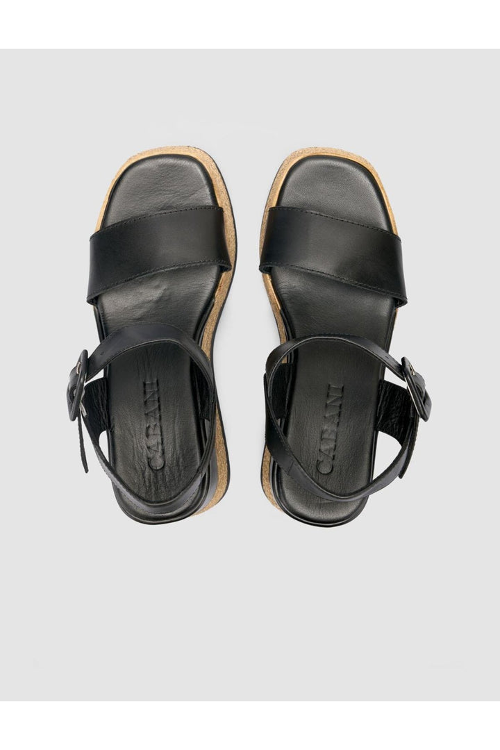 Cabani Shoes %100 Cuir véritable Sandales noires pour femmes - Multicolore