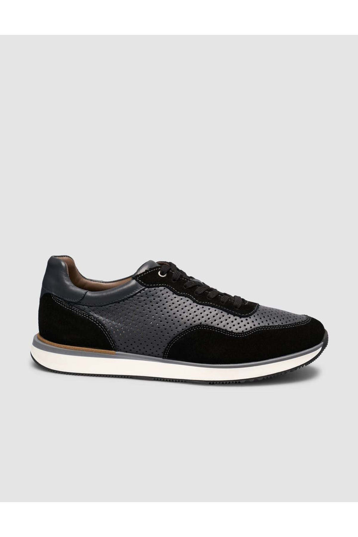 Cabani Shoes %100 Cuir Véritable Noir Suédé Chaussures de Sport pour Hommes à Lacets - Multicolore