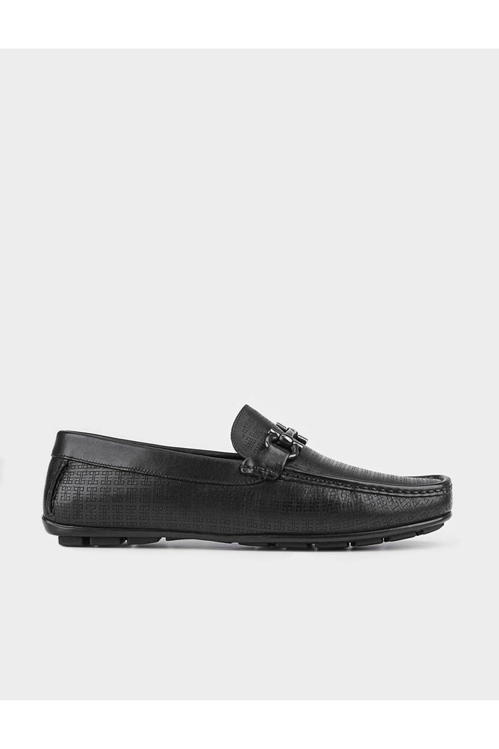 Cabani Shoes Chaussures Loafer noires en cuir véritable avec accessoire à boucle pour homme - Multicolore