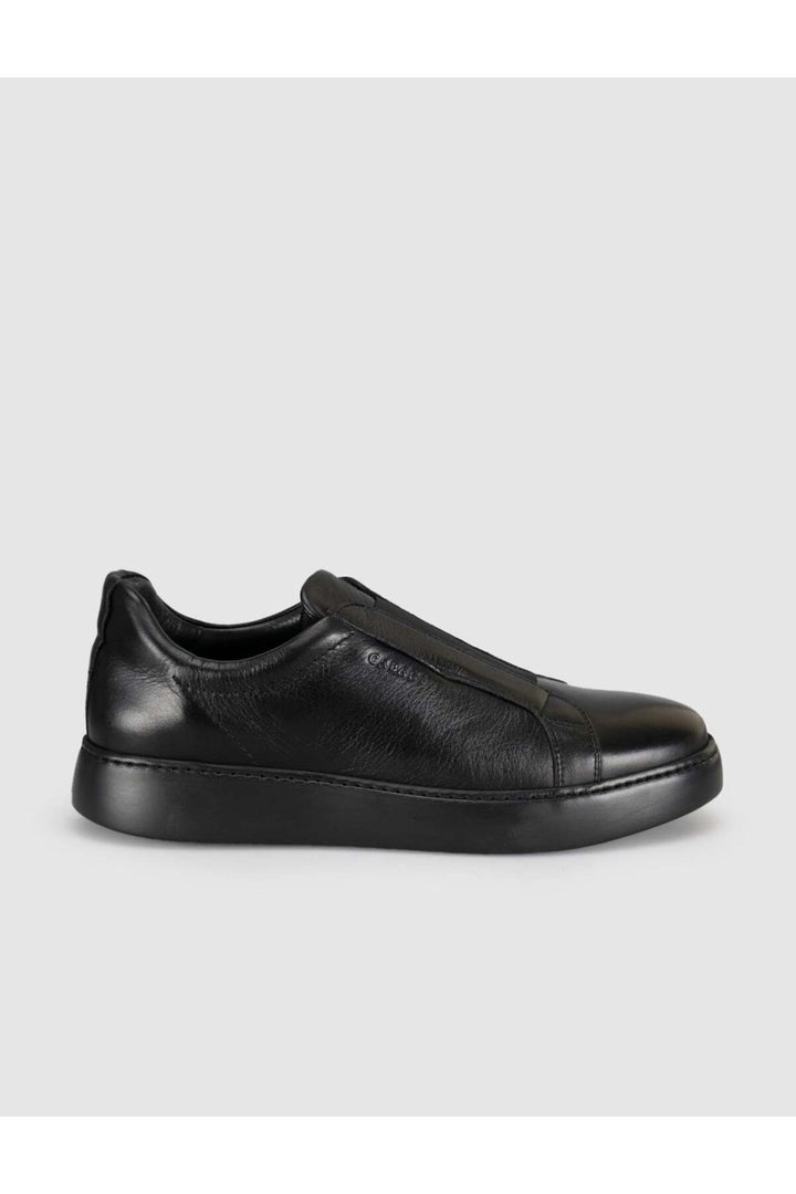 Cabani Shoes Baskets décontractées pour hommes en cuir véritable noir - Multicolore