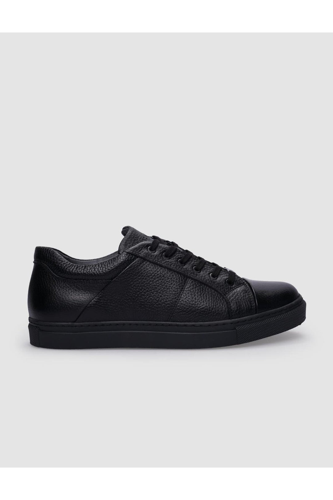 Cabani Shoes %100 Cuir véritable Baskets pour hommes noires à lacets - Noir