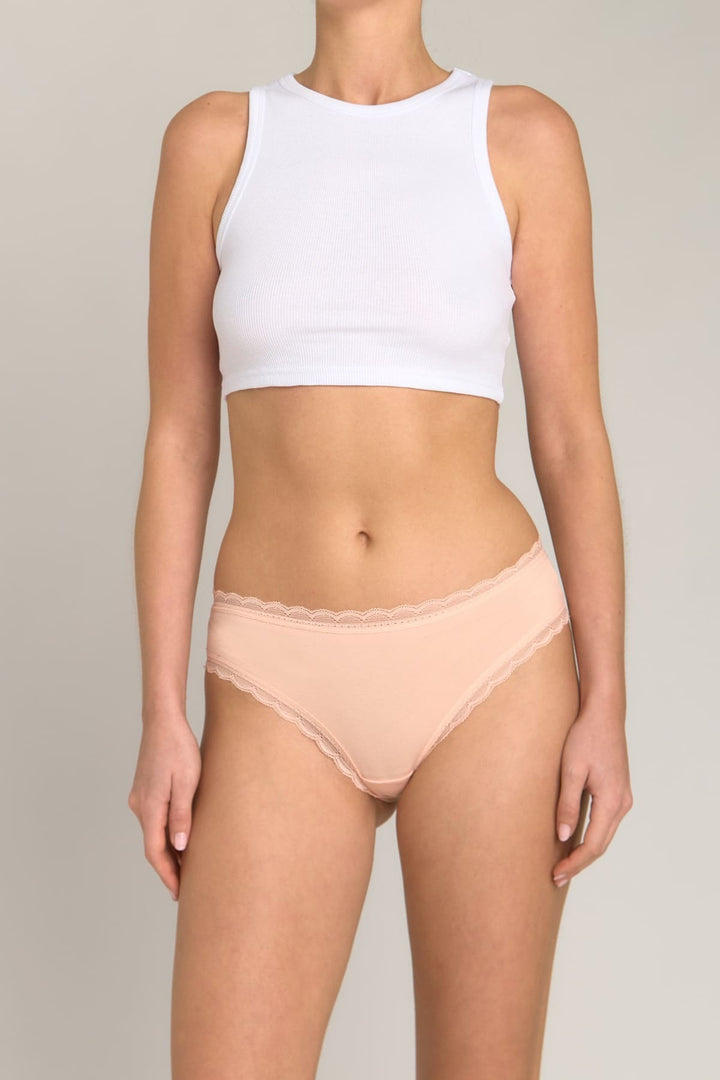 Lovely Things CHERIE Culotte Cheeky en Dentelle Mélange Modal - Saumon